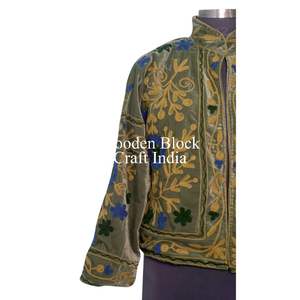 Veste d'automne-hiver tendance pour femmes, en velours fait main, matelassée, broderie Suzani, respirante, taille unique - Product Image 3