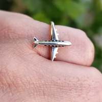 Bague Avion Moderne Faite à la Main en Argent Sterling 925 pour Femme – Tendance, Anniversaire, Mariage, Fiançailles & Cadeau