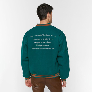 Blousons universitaires de haute qualité avec corps en laine et manches en cuir véritable, col montant long et fin, service OEM pour l'hiver - Product Image 3