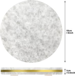 Ensemble de 4 sous-verres classiques en céramique blanche avec anneau en laiton doré, réutilisables et écologiques - Product Image 3