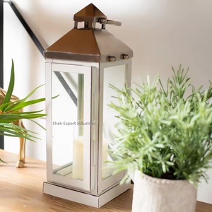 Ensemble de lanternes à bougies en acier inoxydable/verre pour décoration de table de 3 tailles différentes pour décorations intérieures et extérieures - Product Image 5