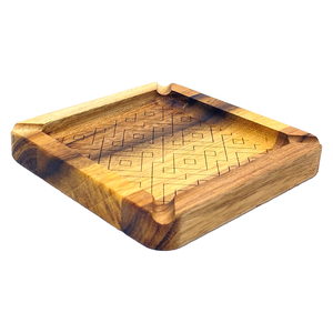 Cenicero de madera grabado redondo recién llegado, caja de desechos de cigarros con acabado de Color marrón para accesorios para fumar, precio con descuento - Product Image 4
