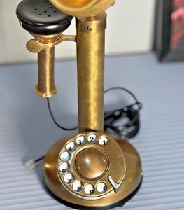 Cổ Điển 1920S Phong Cách Brass Nến Điện Thoại Thân Thiện Với Môi Retro Quay Số Bàn Điện Thoại Trong Màu Đen - Product Image 5