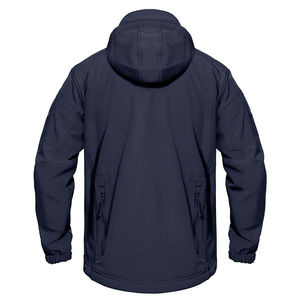 Chaqueta de hombre de café rellena de algodón con cuello levantado y cremallera de longitud regular sólida de Otoño de lona informal al por mayor - Product Image 3