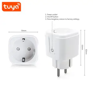 2023 Baru Tuya Pintar WiFi Pintar 16A Soket EU Wifi Plug dengan Fungsi Pengukuran PST-ZEU-003