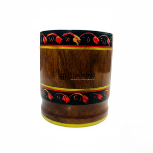 Mortier et pilon Okhli en bois naturel par Tradebyd Moulin à épices artisanal pour usage ayurvédique et à base de plantes - Product Image 3