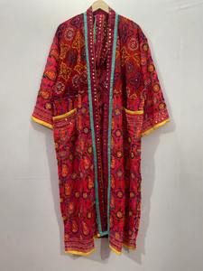 Kimono bordado Robe-Boho moda bordado hecho a mano trabajo ropa de playa kimono robe Resort wear Body cover up Bikini cover up - Product Image 4