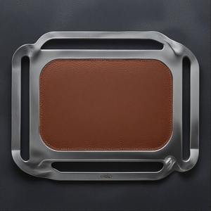 Classic Leather Tray With Elegant Handles And Detailed Stitching Providing A Beautiful Blend Of Style And Practical <b>Utility</b> - Product Image 1