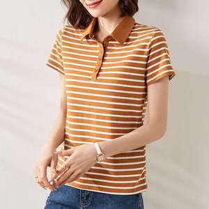 Classic Women's Striped Polo Shirt Short Sleeve Cotton Casual Summer Tops Ladies Breathable Sport Golf Tennis T-Shirt Custom - Product Image 3
