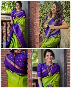 Luxueux saris en soie Jacquard lourd bordure dorée tenue traditionnelle indienne pakistanaise élégante de style Bollywood pour l'été et l'hiver - Product Image 2