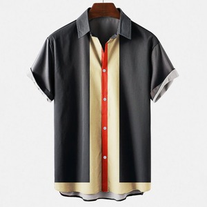 Polo à manches courtes de plage simple imprimé en 3D pour hommes, haut en jersey ample avec design sans poche - Product Image 4