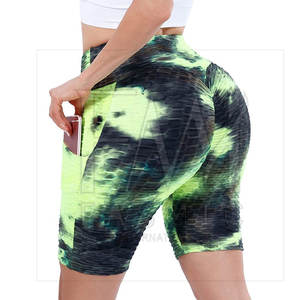 Nuevo estilo de moda Tie Dye Booty Shorts 100% algodón Running Fitness Yoga Short con tela personalizable - Product Image 5
