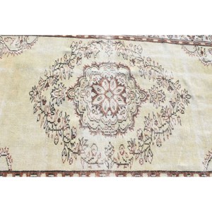 Tapis traditionnel en laine Patchwork marron Beige 4.5x8.4 pieds fait à la main couloir turc Rectangle support en Latex pour tapis de chevet vivant - Product Image 5