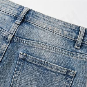 Custom <b>Women's</b> Denim Low Waist Pencil <b>Jeans</b> Seamed Stitched Washed Top Quality Straight Leg Pants <b>Women</b> Fashion Trendy Trousers - Product Image 5