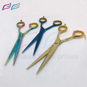 Ciseaux de barbier multicolores revêtus, fabriqués en acier inoxydable, ciseaux de coiffure avec lames à bords tranchants, ciseaux de salon - Product Image 6