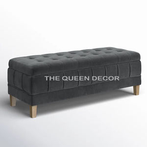 Handmade Square Shape Ottoman <b>Stool</b> Cream and Blue Color Living Room Furniture Home <b>Stool</b> & Ottoman Modern Furniture Seating - Product Image 5