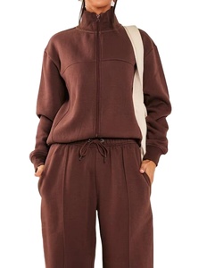 Top tendance femmes décontracté hiver fermeture éclair survêtement ensemble respirant séchage rapide sweats et pantalons de survêtement 2 pièces survêtement - Product Image 1