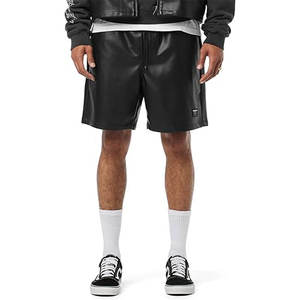 Best Selling <b>Men's</b> Casual <b>Leather</b> <b>Shorts</b> Customized Logo Printed Solid Color Online New Rate Article - Product Image 1