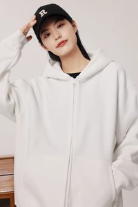 Custom LOGO Zipper 500GSM Heavy Weight Fashion Men's Hoodies Winter Casual Thick Cotton Men's <b>Top</b> Solid Color Hoodies Sweatshirt - Product Image 4