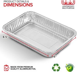 Stockez votre maison Doublure en aluminium jetable en forme de rectangle 1.25 Conteneur à couvercle en plastique de qualité alimentaire recyclable 25 pièces - Product Image 3