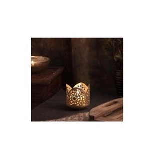 Laiton noir décoratif moderne indien petit chauffe-plat bougeoir or métal occasion de noël emballé boîte en acier matériel - Product Image 1