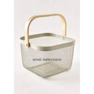 Marco hecho de alambre de Metal recubierto de polvo de Color blanco con mango de madera para el mejor agarre Suministros de cesta de frutas y pan de primera calidad - Product Image 5