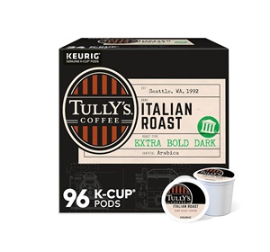 Café Tully's Italian Roast, dosettes K-Cup individuelles pour Keurig, café torréfié foncé, 96 unités - Product Image 1