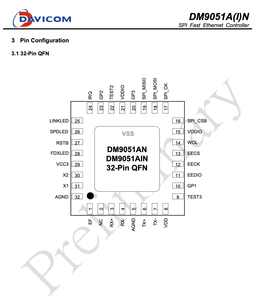 Davicom dm9051an 10/100 Mbps PHY SPI nhanh Ethernet điều khiển IC - Product Image 4