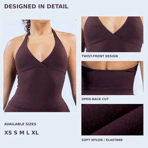 Top Deportivo <span class=keywords><strong>de</strong></span> Yoga para <span class=keywords><strong>Mujer</strong></span>, Transpirable, con Logotipo Personalizado, <span class=keywords><strong>de</strong></span> Nailon/Spandex Cepillado, con Cuello Halter y Protección Contra Impactos - Product Image 2