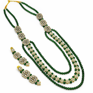 Traditional Ethnic Brass Pearl Mala <b>Necklace</b> <b>Set</b> Earrings Maang Tikka Gold Plated Bridal Women's Engagement Anniversary Party - Product Image 2