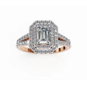 Majestic Royal <b>Sovereign</b> Emerald Halo Lab Grown Diamond <b>Ring</b> 1.351 Ct 9 KT 14 KT 18 KT Gold Fine Jewelry Wholesale OEM Export - Product Image 6