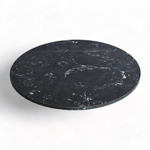 Plateau de table rond en marbre naturel Calcite noire avec motif nuage poli, diamètre 60 cm, épaisseur 15 mm, MB039 - Product Image 1