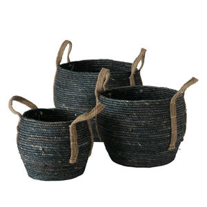 Ensemble de 3 paniers gigognes en jonc de mer naturel/paniers de rangement de couleur personnalisée artisanat vietnamien décoratif en gros bohème - Product Image 1