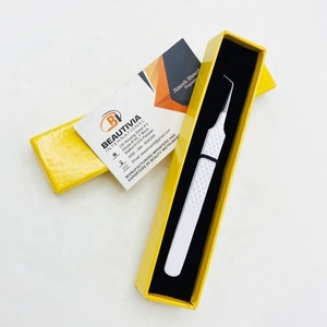 Pinzas de extensión de pestañas profesionales de acero inoxidable de 45 grados, herramienta de belleza sostenible, etiqueta privada probada a mano - Product Image 6