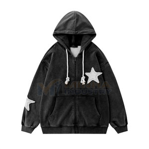 Sudadera con Capucha Bordada Desgastada para Hombre, Estilo Minimalista, Ropa Urbana para Hombre Moderno, Sudadera con Capucha Bordada Desgastada Duradera - Product Image 3