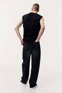 กางเกงยีนส์สีดำทรงหลวมและทรงตรงสำหรับผู้ชายกางเกงผ้าฝ้ายสวมใส่สบายและใส่ได้ทุกวัน @ ขายส่งราคาโรงงาน - Product Image 4