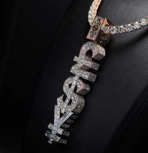 Vente flash - Pendentif en argent 925, charmes fins, design 3D personnalisé, nom personnalisé, lettre, bijoux de rappeur, diamant moissanite personnalisé - Product Image 6