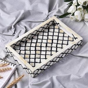 Bandeja para servir con incrustaciones de hueso, elegante bandeja para servir con incrustaciones de hueso hecha a mano con detalles de hueso intrincados a bajo precio - Product Image 2