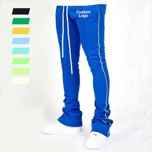 Pantalones apilados con logotipo personalizado para hombre, ropa de calle, pantalones de rayas laterales, pantalón de pista, parte inferior acampanada, venta al por mayor, 2022 - Product Image 5