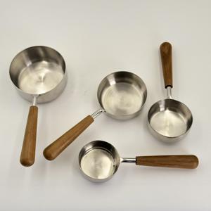 Nuevo Producto en Oferta, Taza Medidora de Acero Inoxidable con Mango de Madera, Utensilio de Cocina para el Hogar, Cuchara para Café - Product Image 1