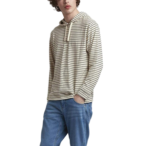 เสื้อฮู้ดดี้ผู้ชายทรงหลวมคุณภาพสูงรุ่นคัสตอม 2026 เสื้อผ้าฤดูใบไม้ร่วงลายทางผ้าฝ้ายบางแบบเฟรนช์เทอร์รี่ทรงครอป - Product Image 1