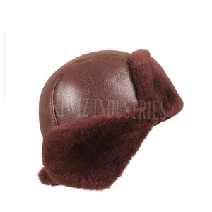 2024 Best Selling <b>Cheap</b> Price Shearling Sheepskin Hat Winter Men's Solid Color Shearling Sheepskin Hats - Product Image 5