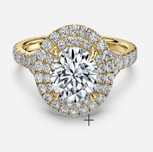 Intemporel élégant Double Halo coupe rayonnante Moissanite fleur Design bague de fiançailles Vintage symbole chrétien 925 plaqué argent - Product Image 1