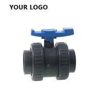 Vanne à boisseau sphérique double union en plastique SWD pvc de haute qualité DIN/prise ANSI/filetée personnalisée pour l'irrigation