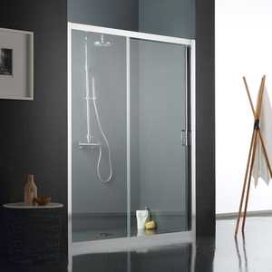 Porte fixe avec porte mobile réversible pour niche de douche de 130 cm, rideaux de douche de qualité supérieure - Product Image 1