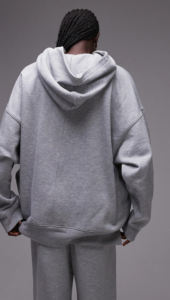 Nouveau design vêtements d'hiver 100% coton polaire couleur unie respirant surdimensionné pull goutte épaule poids lourd sweats à capuche pour femmes - Product Image 5