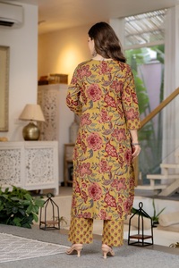 Women Mustard Floral Printed Cotton Salwar Kameez Set With Matching Dupatta | Traditional Ethnic Casual Wear | Regular Fit India - Product Image 6