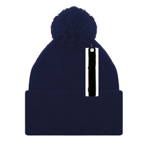 Mujer Invierno Cálido Púrpura Bordado Beanie Hat Pom POM Plain Knitted Beanie Caps - Product Image 6