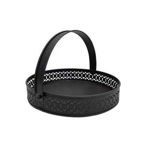 Plateau rond en métal, panier de service avec poignée, organisateur de rangement décoratif pour la maison, l'hôtel, le restaurant, cadeau de mariage, utilisation durable, professionnel - Product Image 2