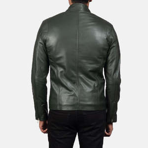 Reversible <b>Sheepskin</b> & Cowhide Leather Biker <b>Jacket</b>-Genuine Leather XS High Quality Standing Collar - Product Image 5